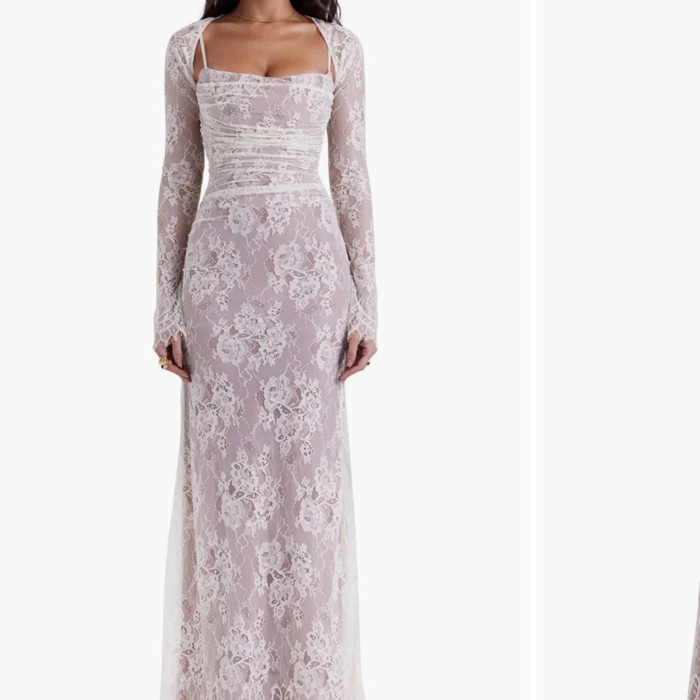 House of CB Artemis long sleeve lace maxi in vintage cream